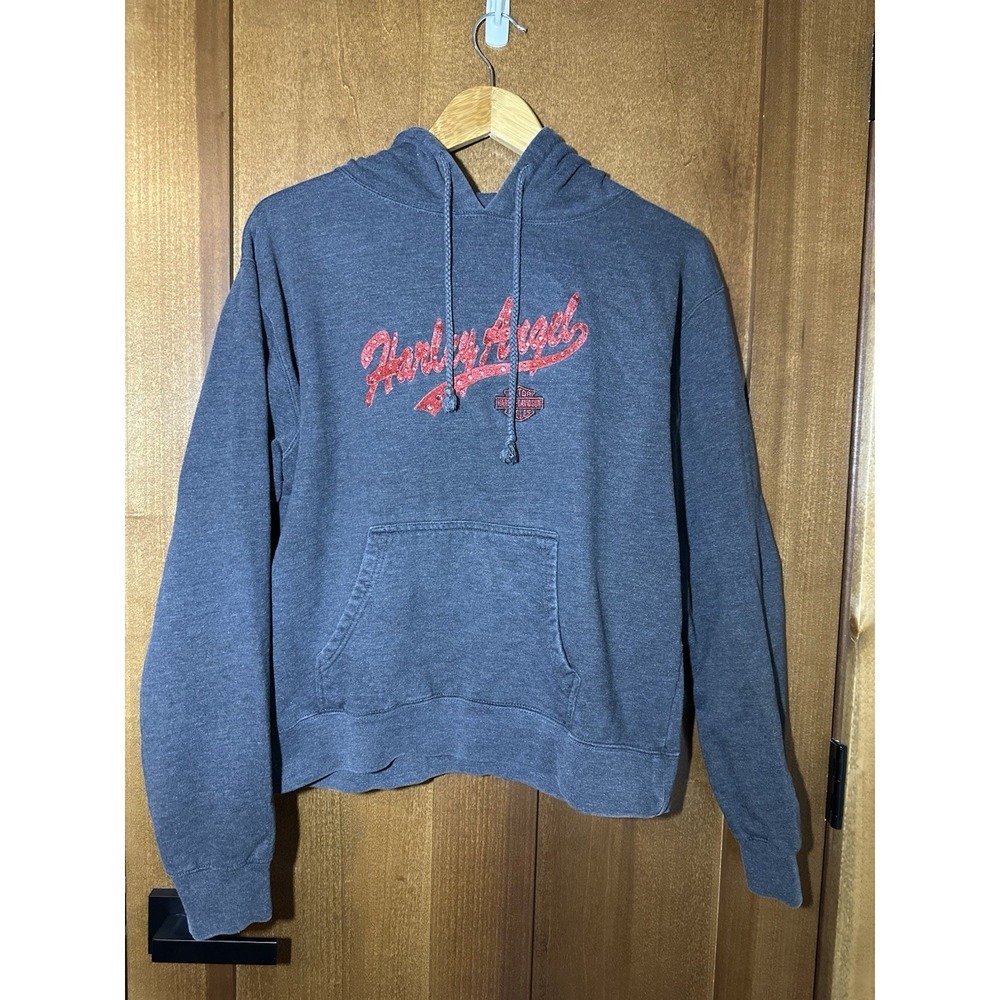 Harley Davidson Womens XL Gray Pullover Hoodie Ozark Lebanon MO Logo Graphic